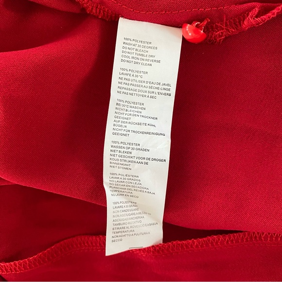 Petite Skater Mini Dress Blouson Long Sleeves Waist Tie Pleated Red 0 - Picture 15 of 16